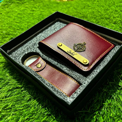 Personalized Men's Leather Wallet & Keychain - Nova Creations