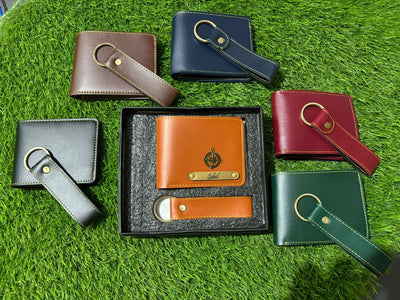 Personalized Men's Leather Wallet & Keychain - Nova Creations