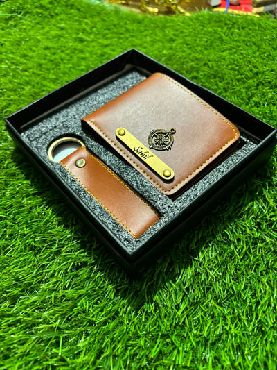 Personalized Men's Leather Wallet & Keychain - Nova Creations